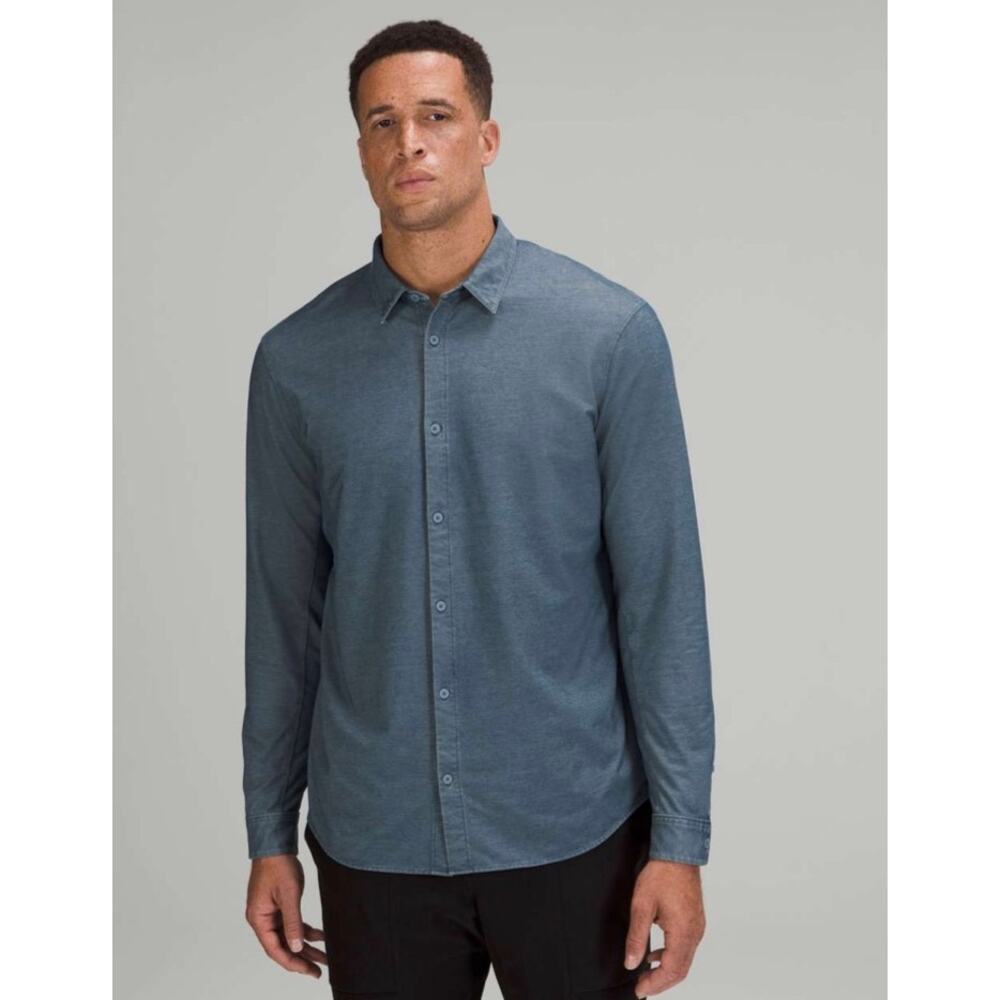 Lululemon Commission Long Sleeve Shirt River Blue Enzyme Dye Men's L - Picture 1 of 12